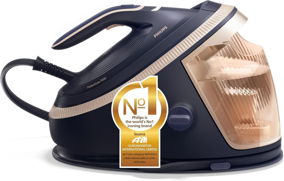 Philips PerfectCare 7000 Series Steam Generator Iron - 2850W, 170g/min Continuous Steam, 650g Steam Boost, 1.5L, OptimalTEMP Technology, Louros Blue - PSG7300/26