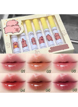 6-piece velvet matte lip glaze gift set with cat-themed tubes and 6 lip swatches