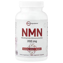 Microingredients NMN supplement bottle, 120 vegetarian capsules, 200 mg per serving