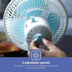 Geepas-2-in-1 Desk Fan, Clip Fan with Oscillation, GF9626N | Safety Grill | Plastic Clip Fan with 3 Blades | 30W Powerful Motor | Ideal for Home, Office, Etc