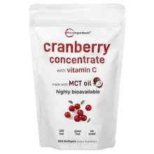 Cranberry concentrate with vitamin C supplement pouch, 300 softgels, MCT oil