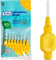 Yellow TePe interdental brush fine set, 0.7 mm, with one spiral brush
