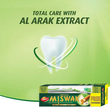 Dabur Original Miswak toothpaste box with toothbrush, Al Arak extract, green