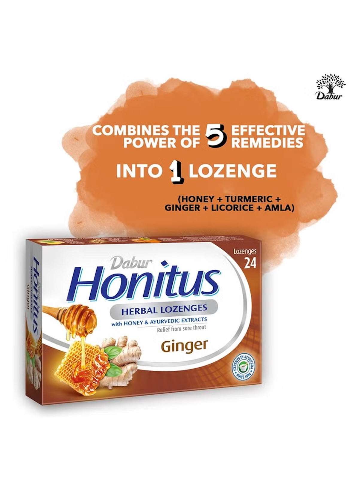 Dabur Honitus Herbal Cough Lozenges UAE with Ginger, Honey, Turmeric for effective throat relief