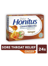 Herbal ginger lozenges box with sore throat relief 24 count banner
