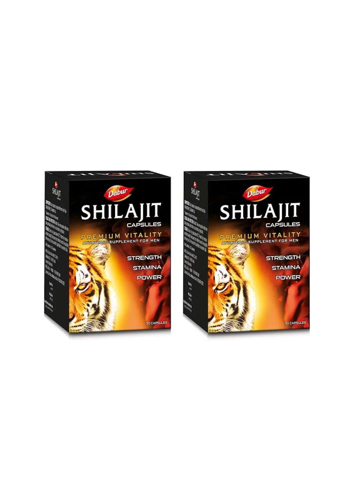 Dabur Shilajit capsules for men UAE in a box promoting strength and stamina for enhanced vitality