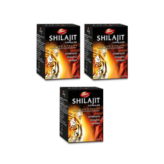 Dabur Shilajit capsules for men UAE in packaging highlighting strength, stamina, and power benefits