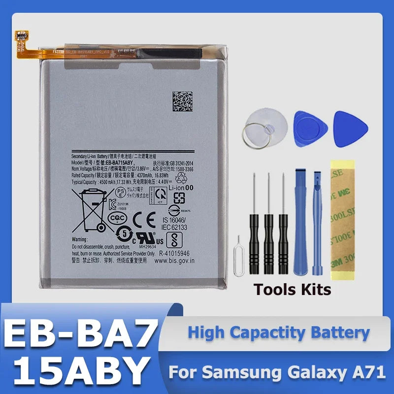 Mumzar high capacity Samsung Galaxy A series replacement battery EB BA7 15ABY with tool kit and adhesive strips
