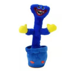 Huitich dancing blue cactus toy with yellow hands and smiling face in a blue pot