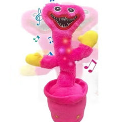 Huitich dancing cactus toy pink plush with yellow hands and musical notes in a pink pot