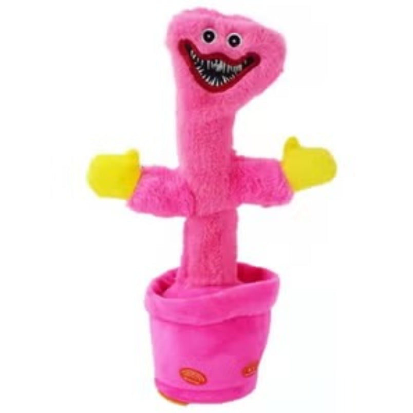 Huitich pink dancing cactus toy pink with yellow hands in a matching pink pot plush stuffed animal