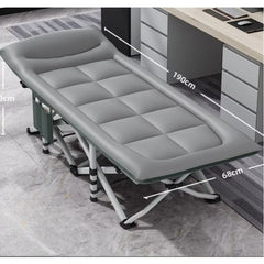 Huitich dark gray foldable camp cot with padded surface and sturdy metal frame measuring 190cm by 68cm