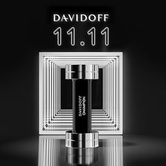 Davidoff Champion for men black and silver perfume bottle with geometric light design background