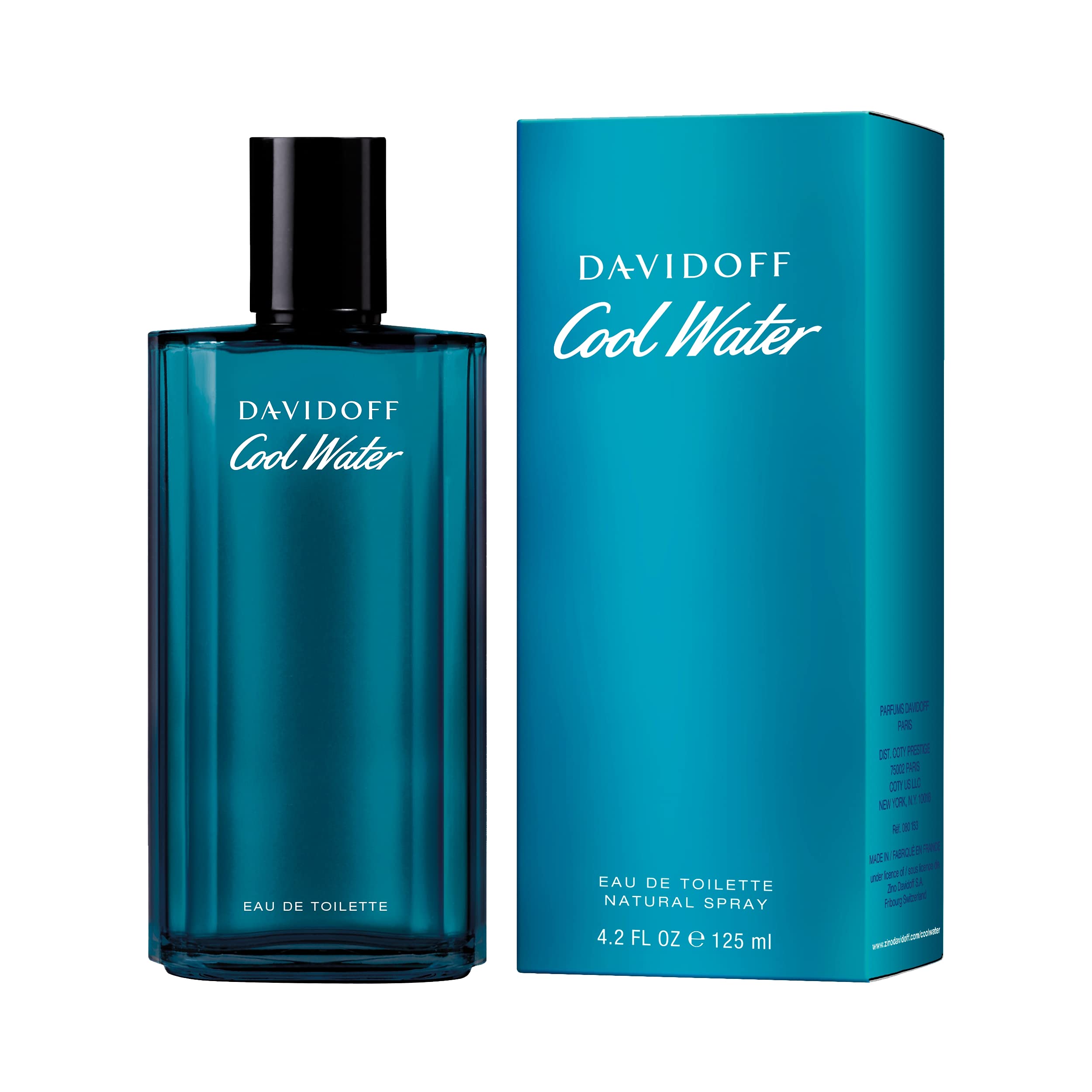 Davidoff Cool Water Eau de Toilette 125ml bottle and packaging with teal blue design
