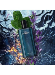 Davidoff Cool Water Eau De Toilette 125ml in a sleek bottle surrounded by water and green leaves