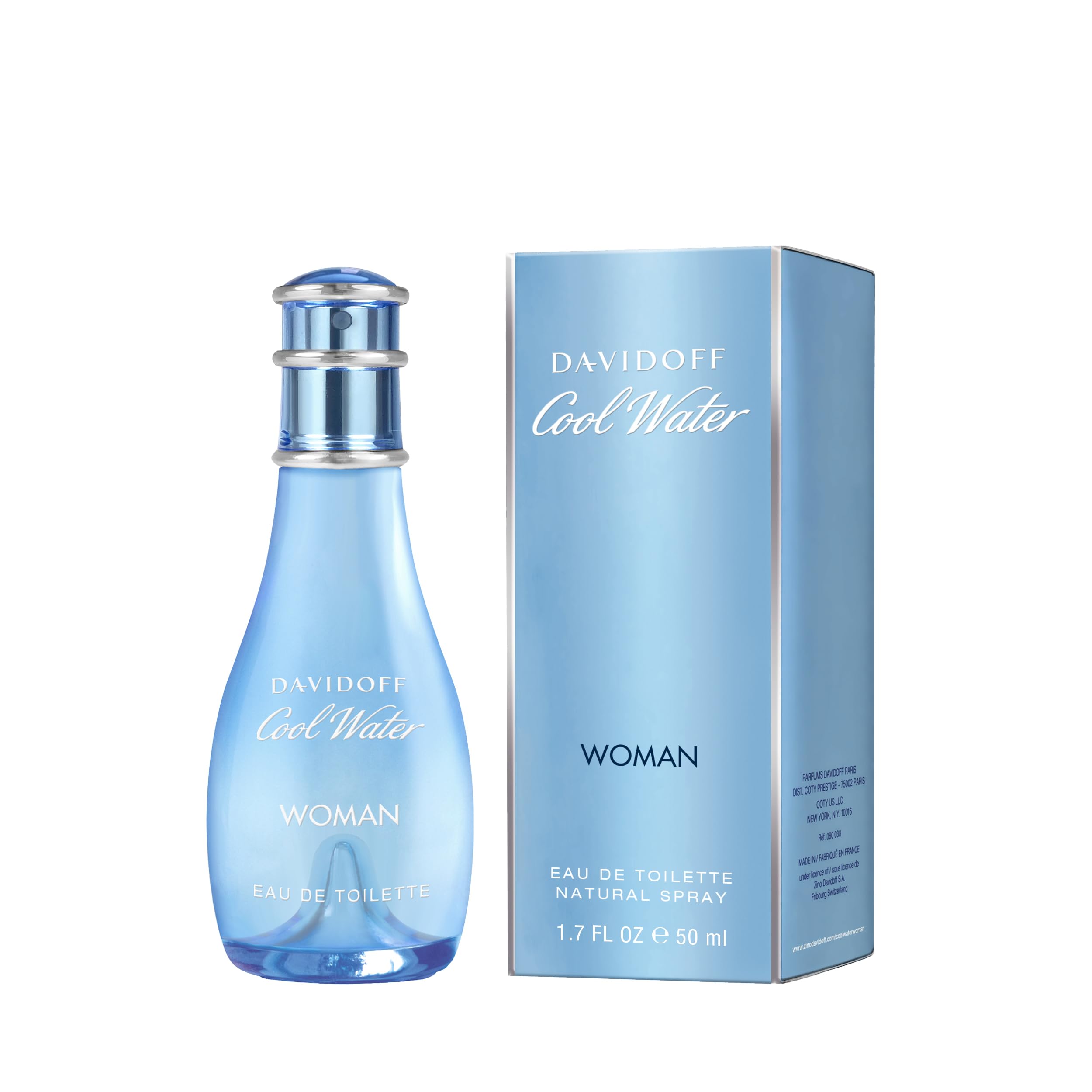 Davidoff Cool Water perfume for women Eau de Toilette natural spray 1.7 fl oz bottle and box