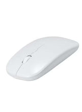 White wireless mouse with curved shell and side button detail