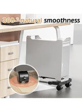 Black base stand with caster wheels for lifting a host off the floor