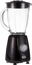 Black+Decker 400W blender with black base and clear glass jar, pulse dial