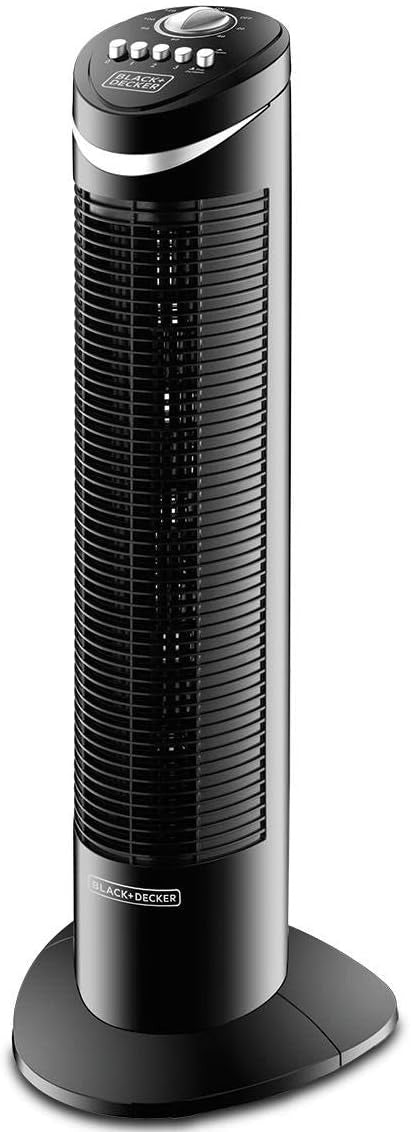 Black & Decker 50W Tower Fan 3 Speeds Low/Medium/High 65, Wide Oscillation Adjustable Portable/Travel Friendly Design with 120 min Timer, For The Perfect Temperature TF50-B5