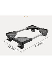 Black Retractable Base Stand with Universal Wheels & Brake – Adjustable 22–34cm × 40–52cm