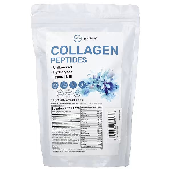 Micro Ingredients, Collagen Peptides, Unflavoured, 1 lb (454 g)