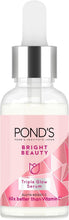 POND'S bright serum bottle with dropper, pink label, clear glass and gray cap