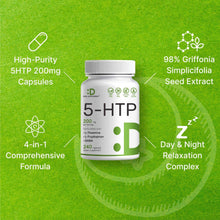5-HTP 200 mg bottle with 240 capsules and green dot accents