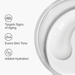 Jar top of white serum with icons for aging signs even skin tone hydration The Ordinary Vitamin C Suspension .