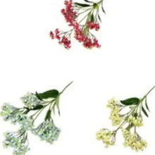 Faux rose stem bunch with red and pale green small blossoms