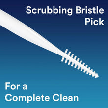 White Y-shaped scrubbing bristle floss pick for complete clean