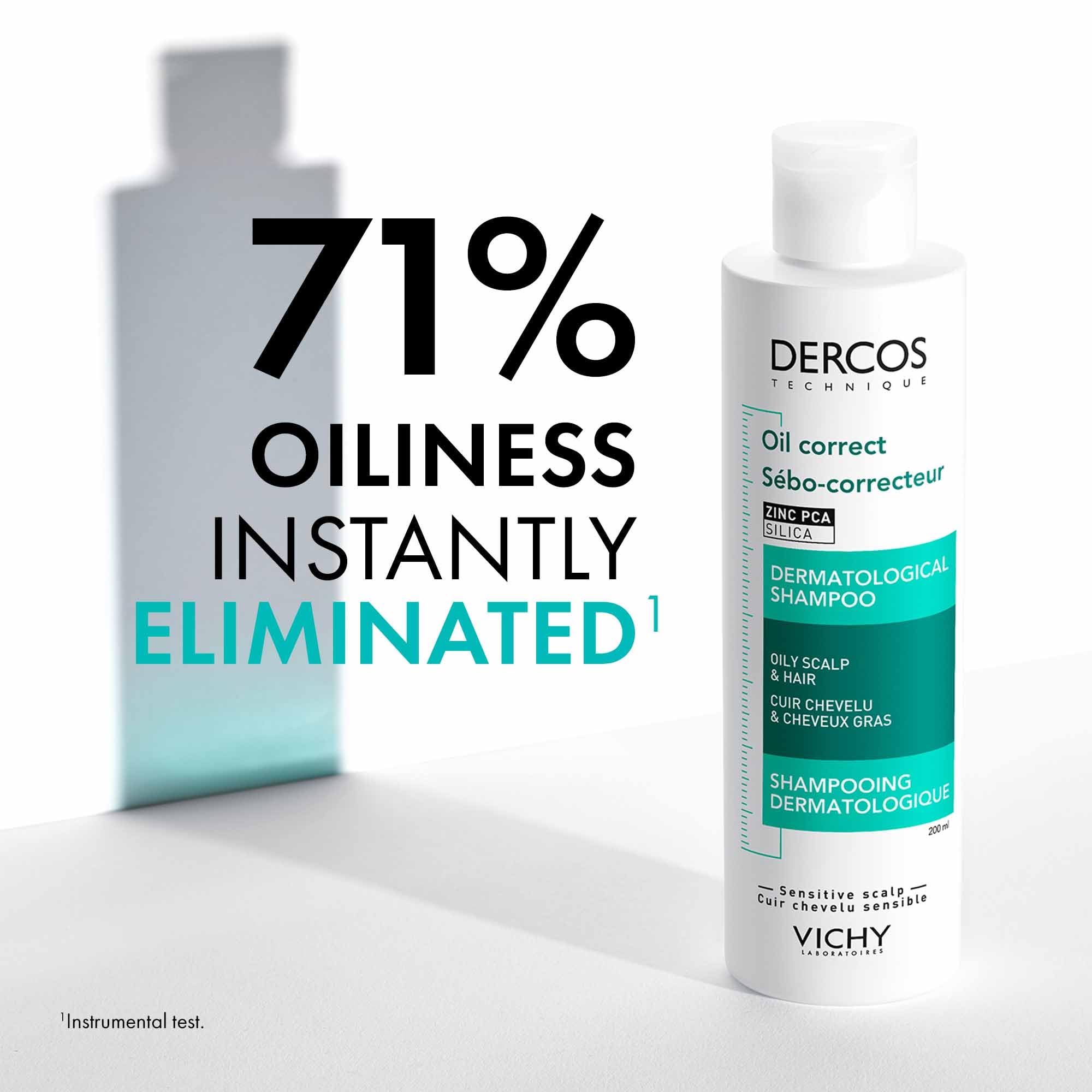 Vichy Dercos Oil Correct Sebo-Corrector Shampoo for Oily Hair with 71% oiliness eliminated