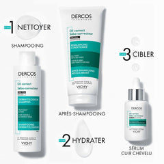Dercos Oil Control Shampoo for Oily Hair, Conditioner, and Serum for Balanced Scalp Care