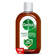 Dettol antiseptic disinfectant bottle with amber liquid, 750 ml, white cap