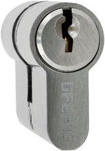 Double cylinder mortise lock security cylinder showing keyway opening