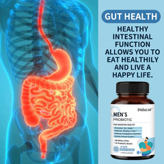 Mumzar men's probiotic supplement bottle with gut health benefits for digestive support