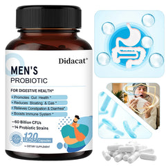 Mumzar men's probiotic supplement in a bottle with 120 capsules for digestive health and gut support