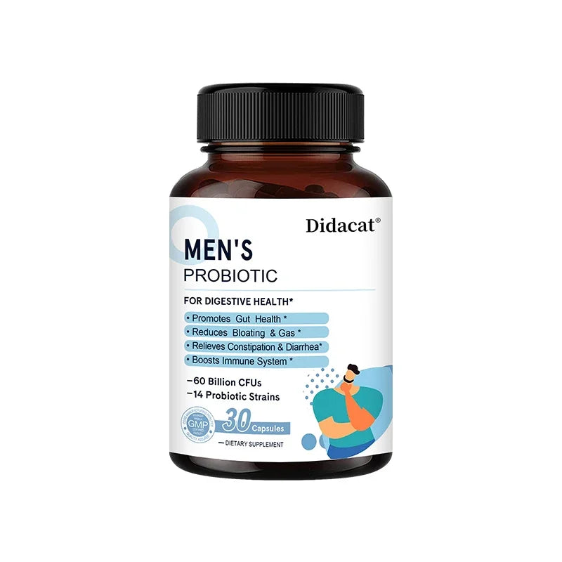 Men's Probiotic Supplement from Mumzar in a 60-capsule bottle for digestive health and immune support