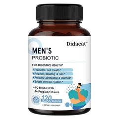 Mumzar men's probiotic supplement bottle with 120 capsules for digestive health support