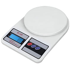 Huitich white digital kitchen scale 10kg capacity with blue backlit display and control buttons
