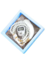 White bead tasbeeh string with digital counter in gift box