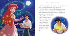 Princess bedtime stories book featuring Ariel and Prince Eric with glowing fireflies under the moonlight