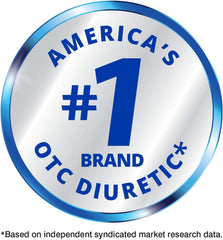 Diurex silver blue circular badge reading Americas number one OTC diuretic endorsing maximum strength water pills