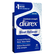 Diurex Ultimate bloat reliever water pills box, 60-count, front panel