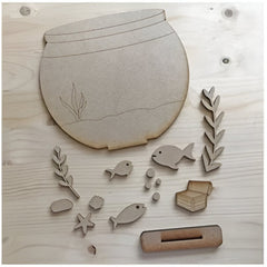 Huitich DIY wooden fish tank craft kit with laser-cut wooden pieces for assembling fish and aquarium decorations