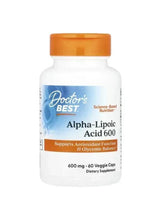 Alpha-Lipoic Acid 600 mg veggie capsules bottle, orange cap, blue label