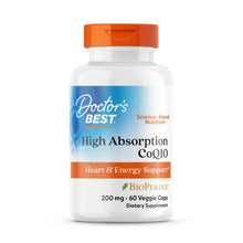 CoQ10 supplement bottle with orange cap and BioPerine label, 60 veggie capsules.