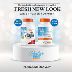Doctor's Best High Absorption CoQ10 100mg supplement in new packaging for heart and energy support