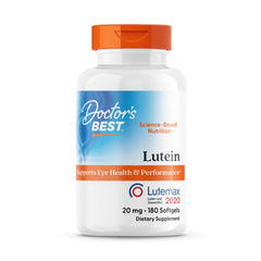 Doctor's Best Lutein 20mg UAE dietary supplement for eye health in a 180 softgel bottle