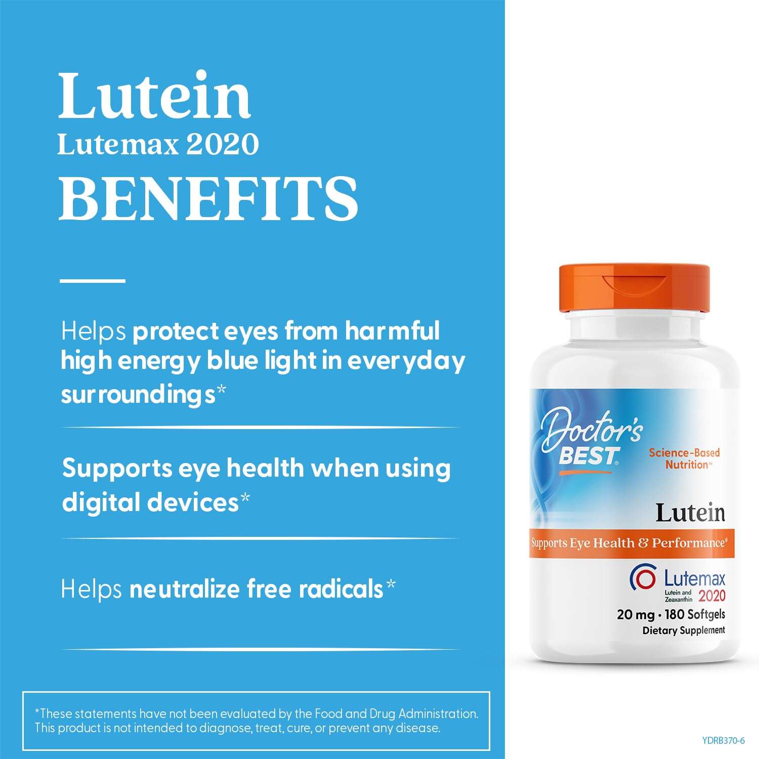 Doctor's Best Lutein 20mg UAE dietary supplement bottle for eye health support